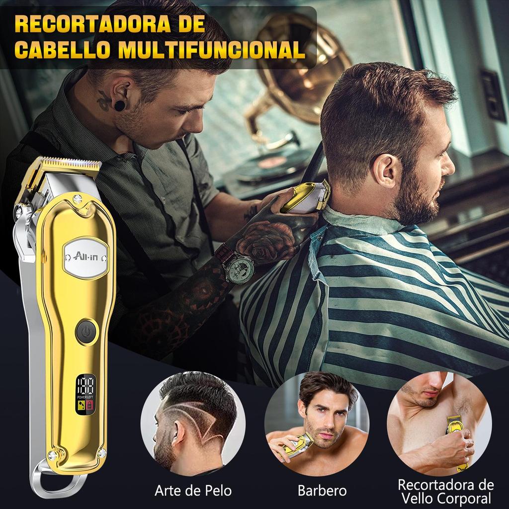 Professional Washable Metal Hair Clipper with LCD Display for Gradient Styles