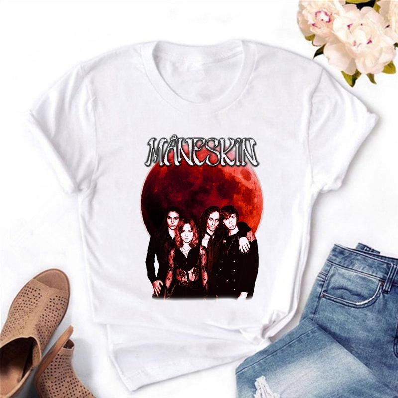 Graphic Tee Maneskin T Shirts Graphic Print Women Clothes Female Clothing Harajuku Short Sleeve T-Shirts 90S Top