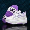 29-39  Drehknopf Vierrad-Skate Rollschuhe Rollschuhlaufen Abnehmbare Studenten-Skateschuhe Kinderschuhe mit Rädern