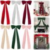 Large Size Red Velvet Christmas Bow Long Ribbon Tree Topper Decoration for Xmas Home Indoor Outdoor Door Decor
