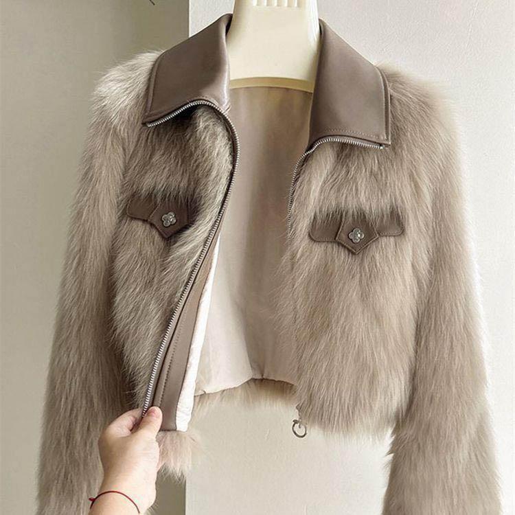 Spring and Autumn Korean Chic Polo Collar Loose Fur Coat Women Clothing Winter Coat Faux Fur Plush Short Jackets Women Tops