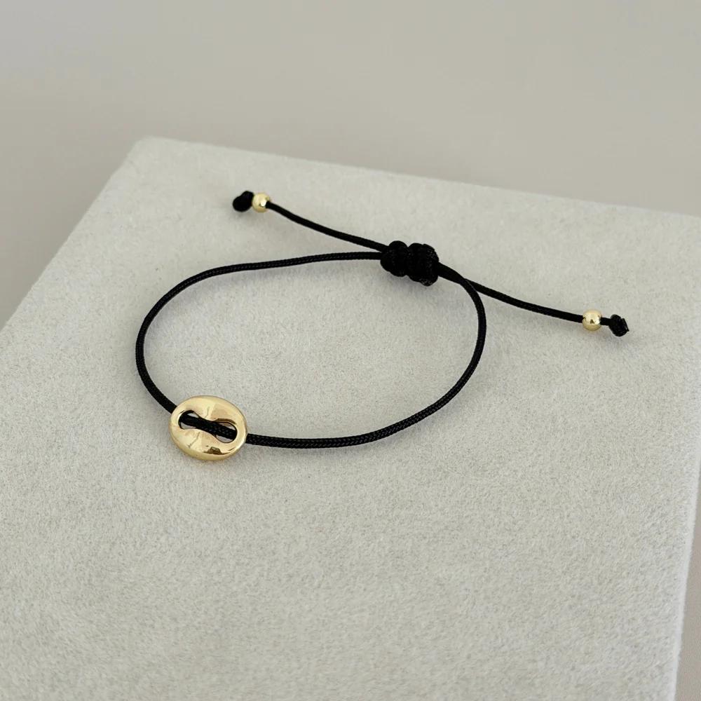 

Vlen Handmade Minimalist Pig Nose Bracelet for Women Lightweight Adjustable Rope Dainty Bangle Boho Everyday Jewelry Gift