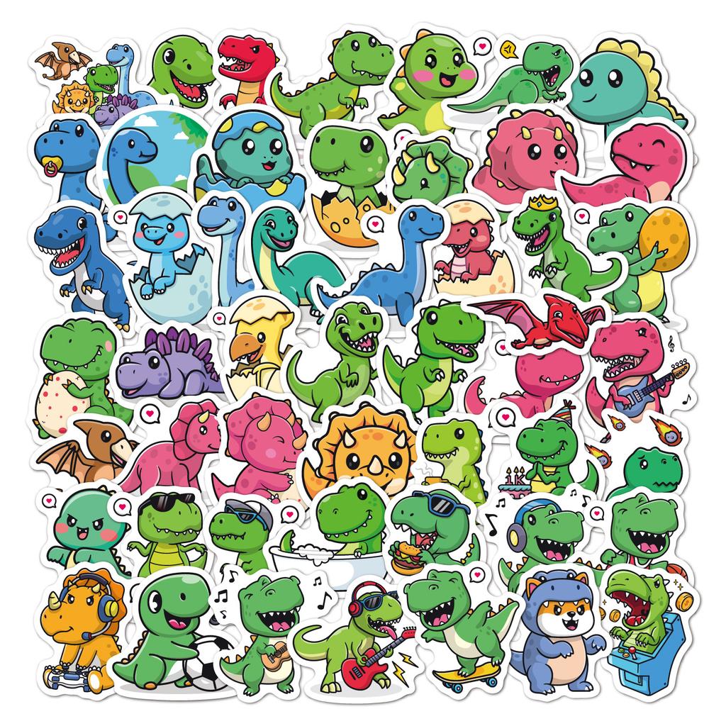 Stickers 50 Small Size Water Cup Lunch Box Stationery Decoration Student Reward Small Gift Dinosaur Stickers