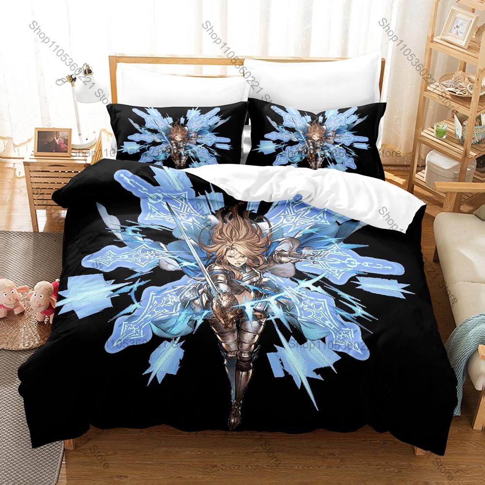 Granblue Fantasy GBF Relink Narmaya Zoya Fantasy Anime HD Print Bedding Set Duvet Cover + 2 Pillowcases Polyester Gamer Bedroom