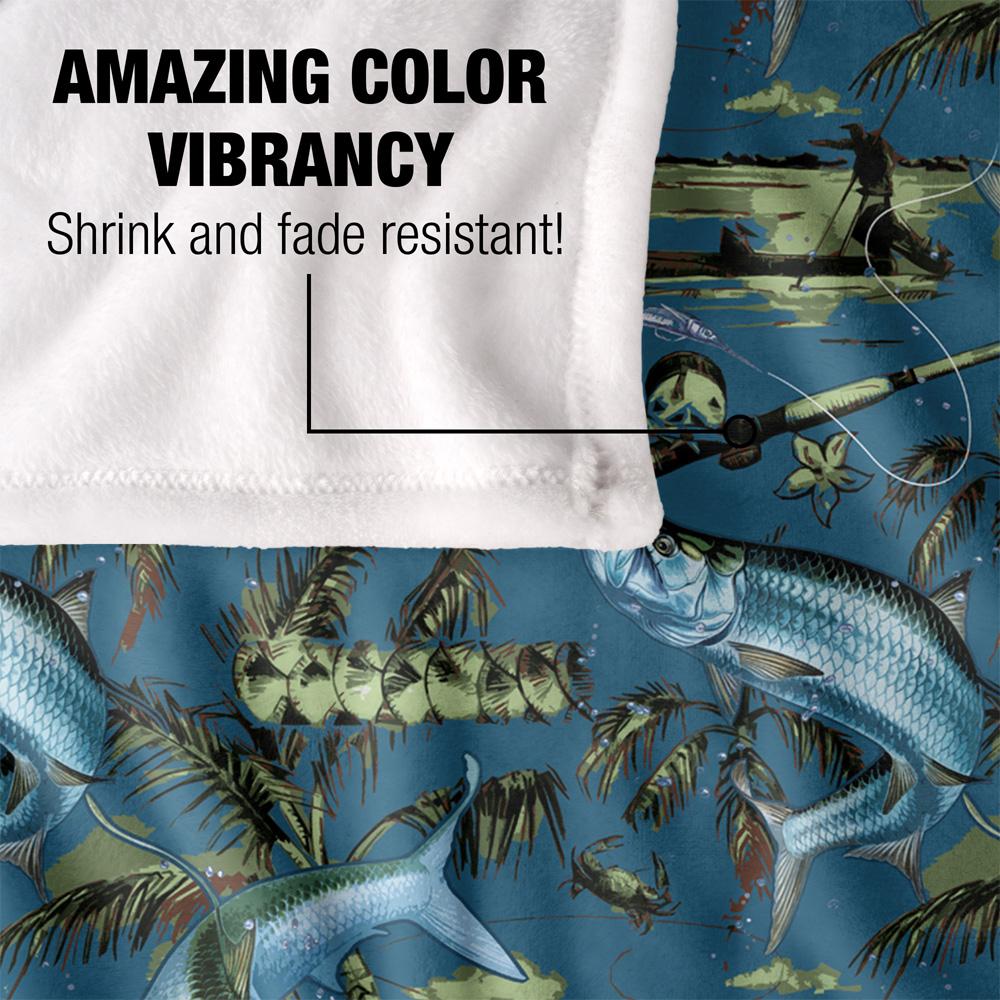 JQ Licensing Jl-Jp-Jq Silky Tiki Flower Fishing Supersoft Blanket