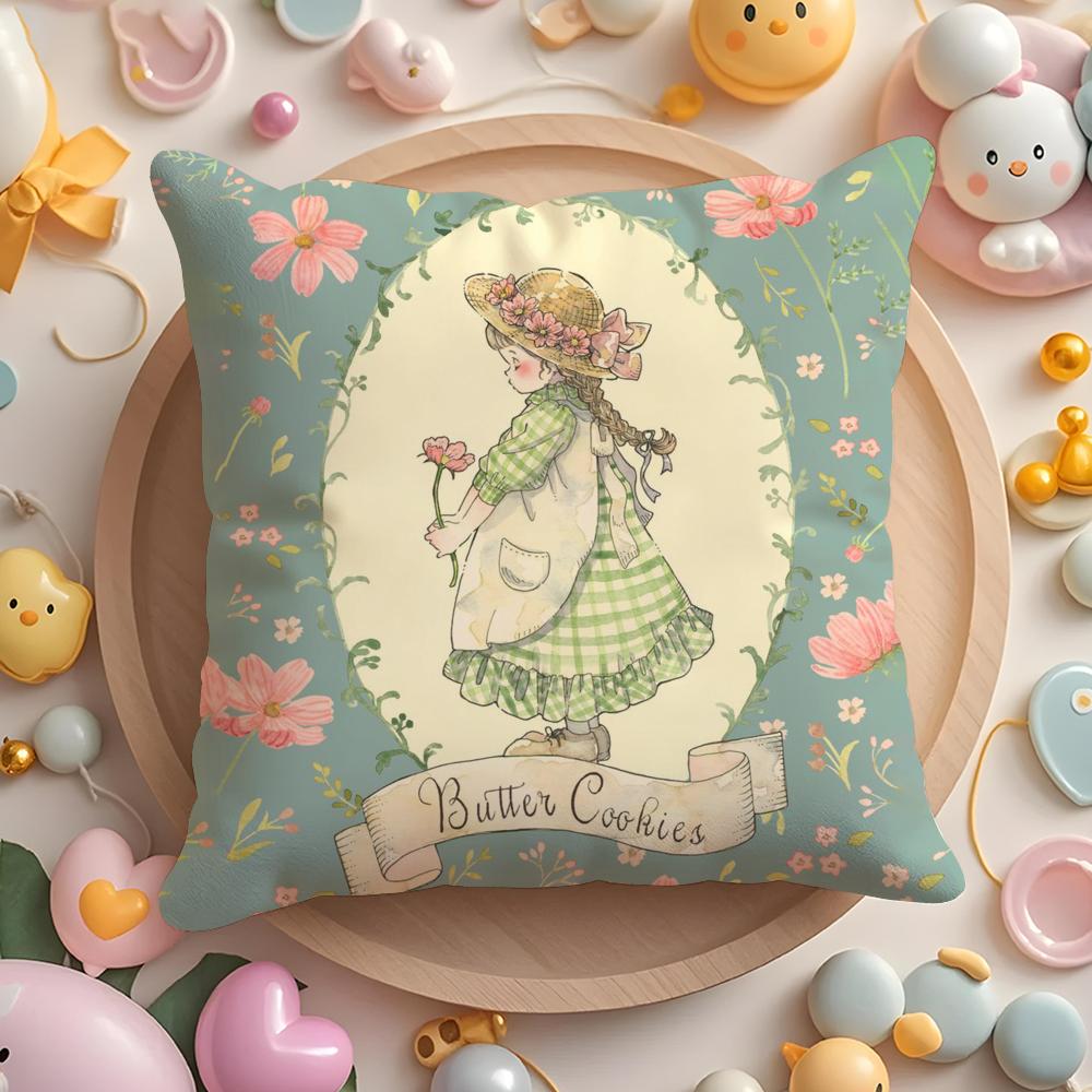 Cute Sarah Kay Girl Cushion Cover Short Plush Double-Sided Printing Home Machine Washable In Warm Winter Pillow Cover