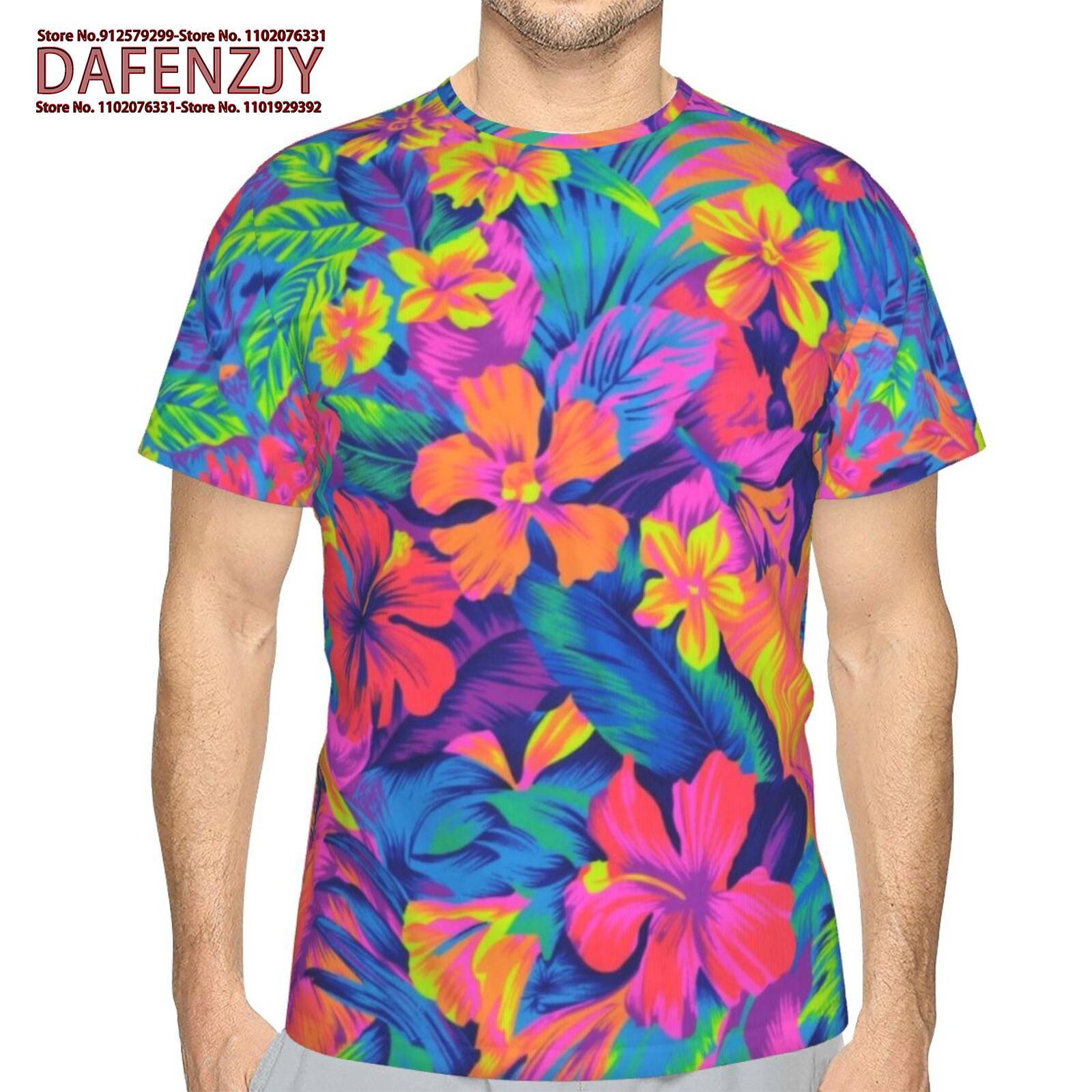 

Fashion Flower Men s T-Shirts Loose O-Neck Casual Tops Short Sleeve 3D Leaf Printing Street T Shirt Breathable Tee XXXL чорний