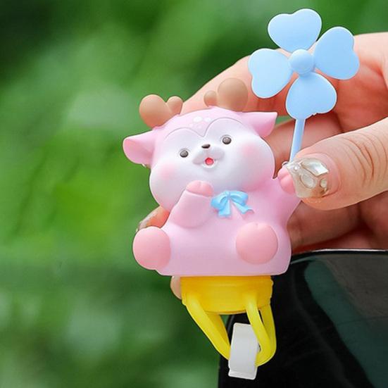 Cartoon Windmill Car Decoration with Soft Doll Cute Rotary Ornament for Dashboard Handlebar & Vent Solar/Manual Spin Fun Summer Gift for Car Bike