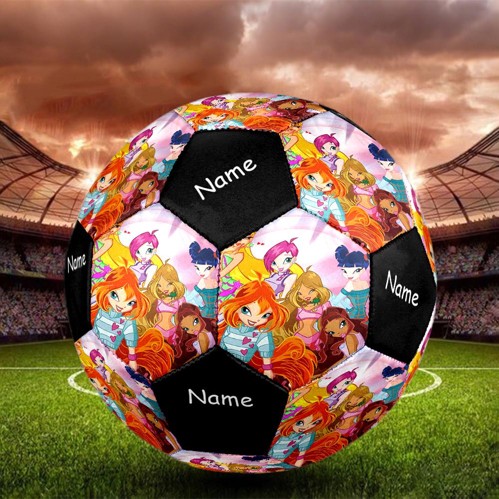 Custom Name Winx Club Theme Size 5 Soccer Ball, Suitable for Both Indoor and Outdoor Matches, a Gift Suitable for Everyone.