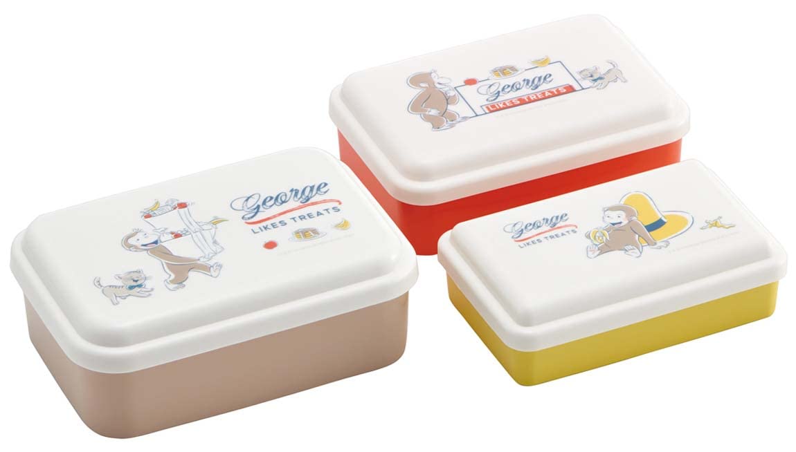 

Skater Antibacterial Sealed Storage Set of Curious George Made in Containers, 3, Design, Japan, SLUS3AG-A