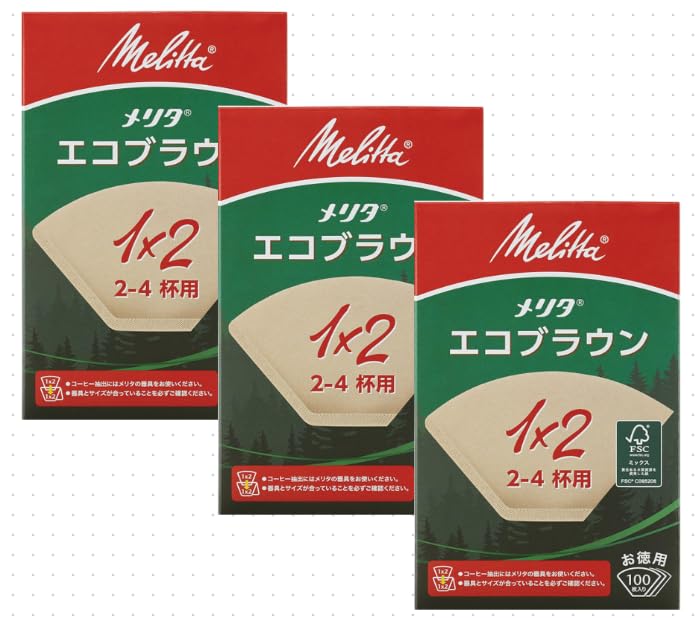 

MELITA Filter Paper, 2-4 Cups, Eco Brown, FSC Mix, 1x2, Natural Brown, 100 Sheets x 3 Packs