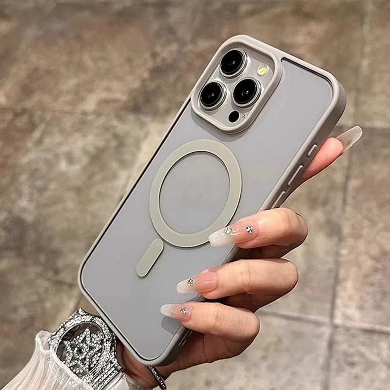 Lyxigt Trådlös Laddning Magsafe Genomskinligt Fodral För iPhone 17 16 15 14 13 12 11 Pro Max Plus Magnetiskt Stötfångarfodral Skydd