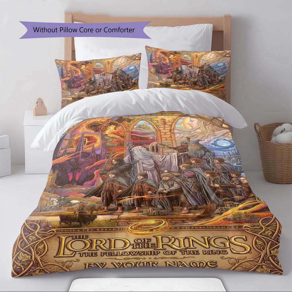 Name Custom Lord Rings Pattern Bedding Set Quilt Cover Pillowcase Home Decor Gift (1 * duvet cover + 2 * pillowcase, without core)