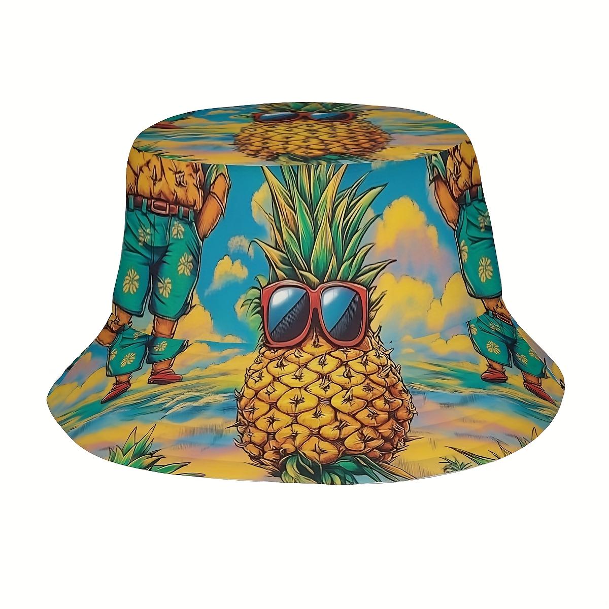 

A Stylish Fisherman Hat Featuring a Vibrant Pineapple Design Perfect for Both Men And Women Ideal for Outdoor Vacations One Size