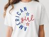 American Girl Shirt, Minimalist Patriotic Typography Tee, USA Summer Outfit