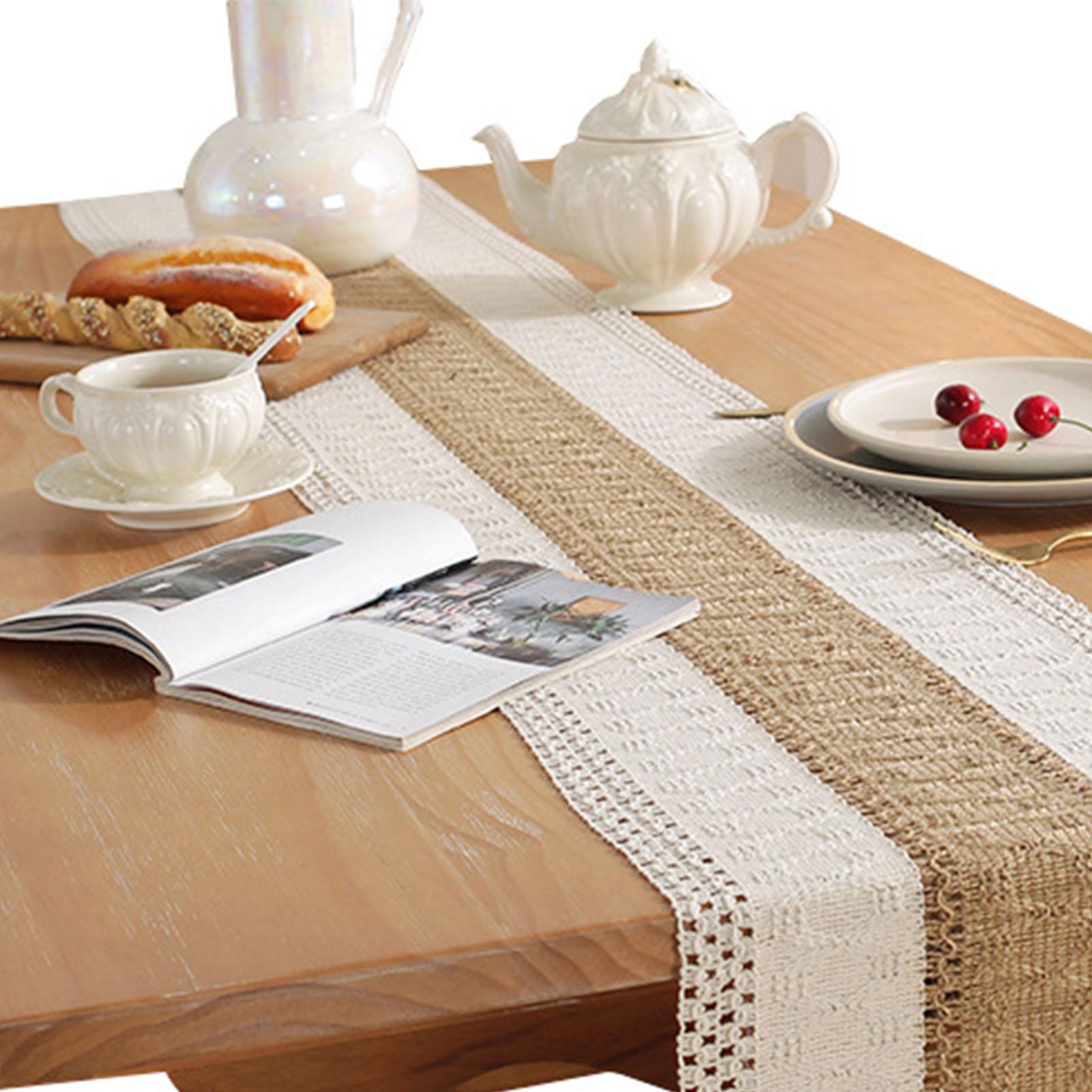 

Деревенская скатерть-дорожка Макраме Скатерть-дорожка Хлопковое украшение стола для праздничной вечеринки Свадьба в стиле фермерского дома 180x30см Кофе