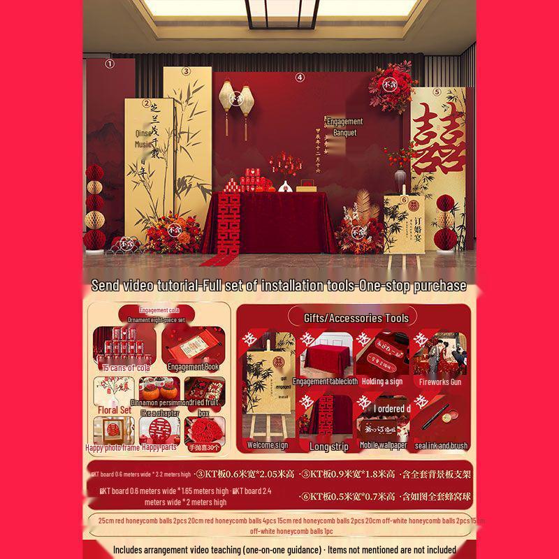 2025 Luxe Chinese Engagement Banquet Decor Set: High-End Centerpiece & Backdrop