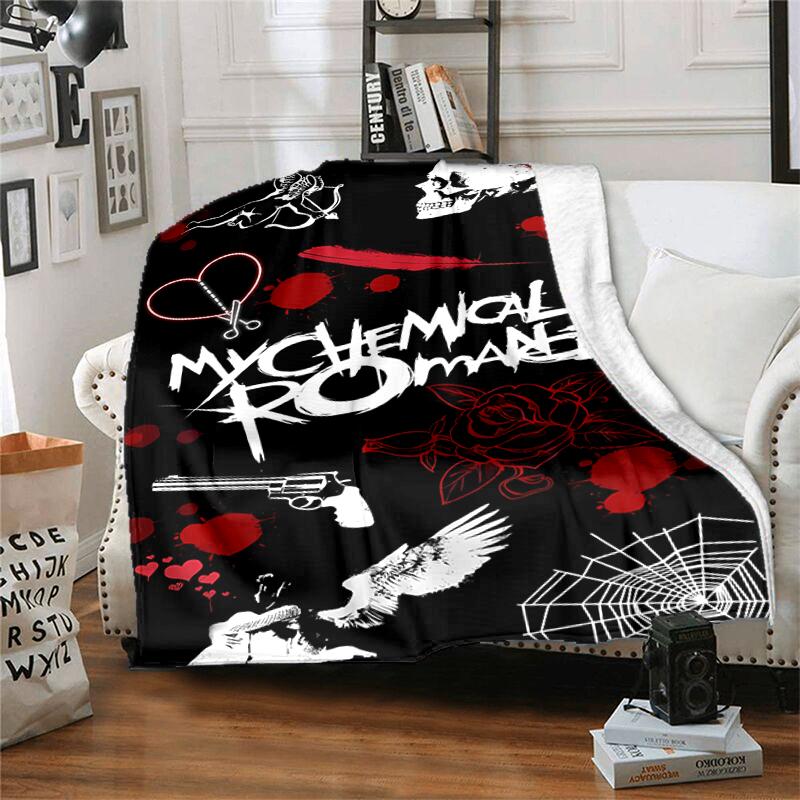 1pc Blanket My Chemical Romance Print Design, Lightweight Blanket for Sofa, Bed- Soft &Warm, Gift for All Seasons like Christmas, Halloween