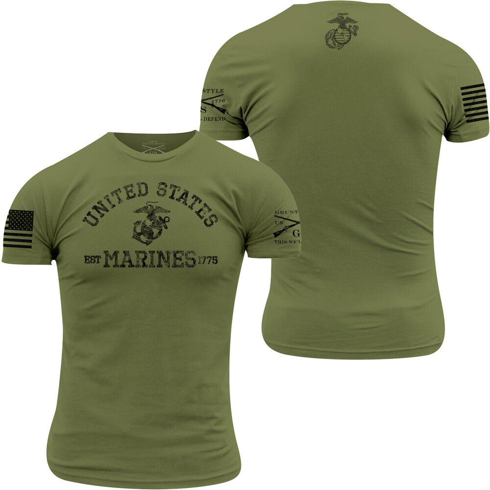 

Зеленая футболка унисекс Grunt Style Usmc Est 1775 в стиле милитари S