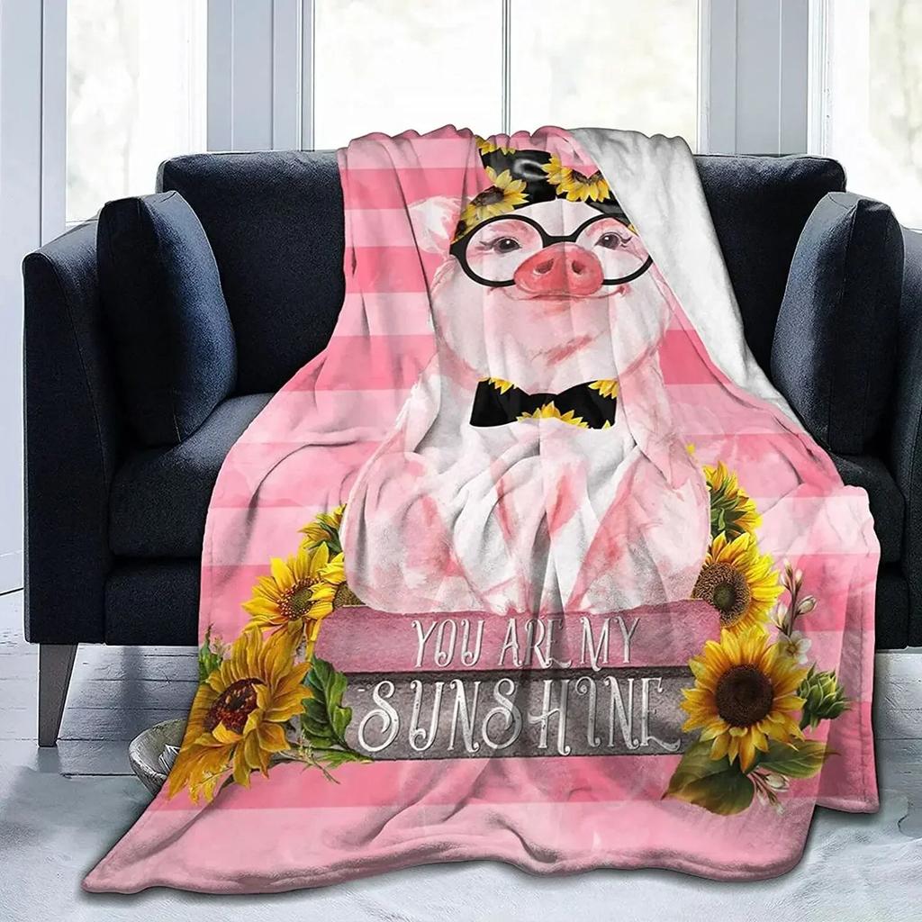 Pig Blanket Gifts for Women Pig Lovers,Pink Pig Blankets for Girls Boys,Cozy Warm Cute Animal Flannel Throw Blanket for Bed Sofa
