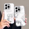 Cartoon Strawberry Bear Colored Silver Shell Is Suitable for Apple 16promax Mobile Phone Case Iphone14 Popular 15/12 Personality X