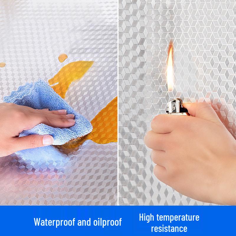 Thickened Waterproof High-Temp Resistant Aluminum Foil Kitchen Cabinet Self-Adhesive Oil-Proof Sticker