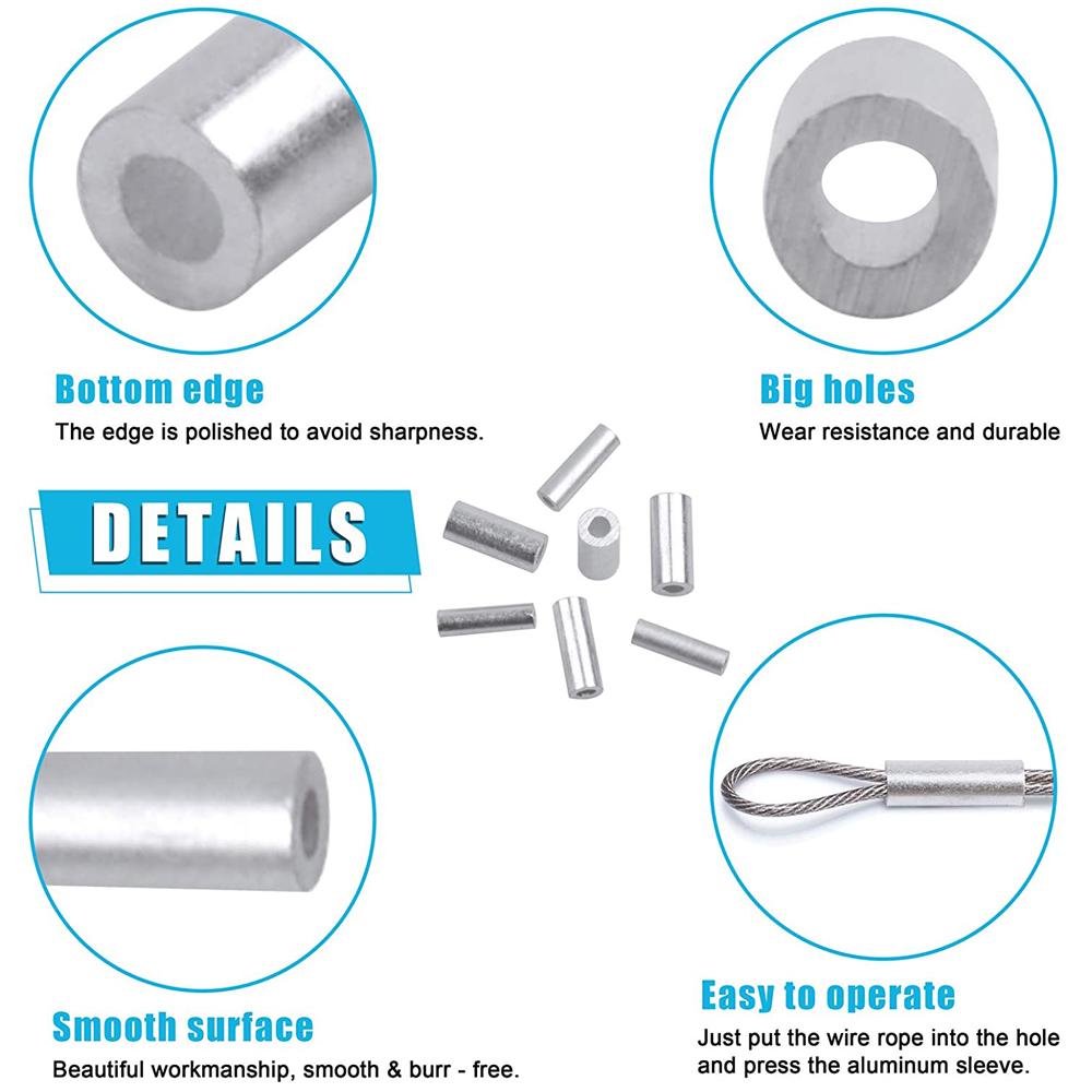 500Pcs/Box Fishing Crimp Sleeves White Round Aluminum Fishing Tube Fishing Line Tube Wire Crimp Tube Connector Accessories