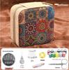 Retro-Style Faux PU Leather Sewing Box with Needle and Thread Set - Portable Household Essential Kit