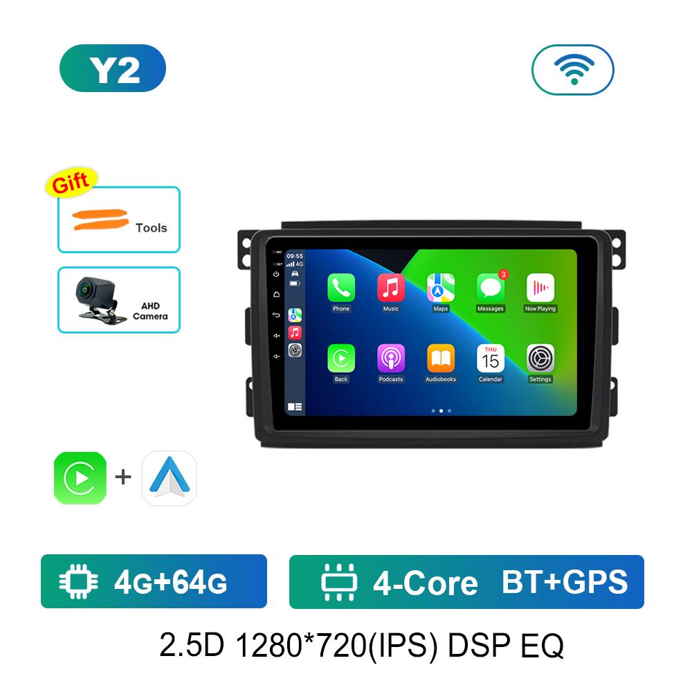 HD Screen Android Car Radio Multimedia Video Player for Smart Fortwo 451 2005 - 2010 GPS Navi 4G WiFi Bluetooth DSP Stereo