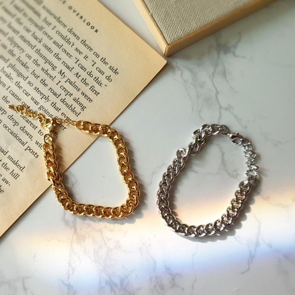 Women's Daily Thick Chain Silver Gold Necklace