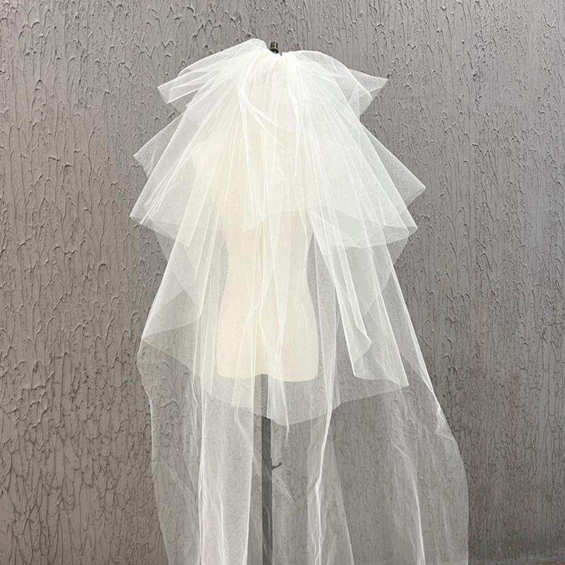 Cathedral Bridal Headpiece White Bride Veils Comfortable and Multilayer Tulle Veils Headpiece for Wedding Ceremony Wear