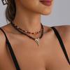 Fashionable Natural Stone Heart Pendant Necklace Adjustable Length Neckchain Lightweight Jewelry For Casual Or Party