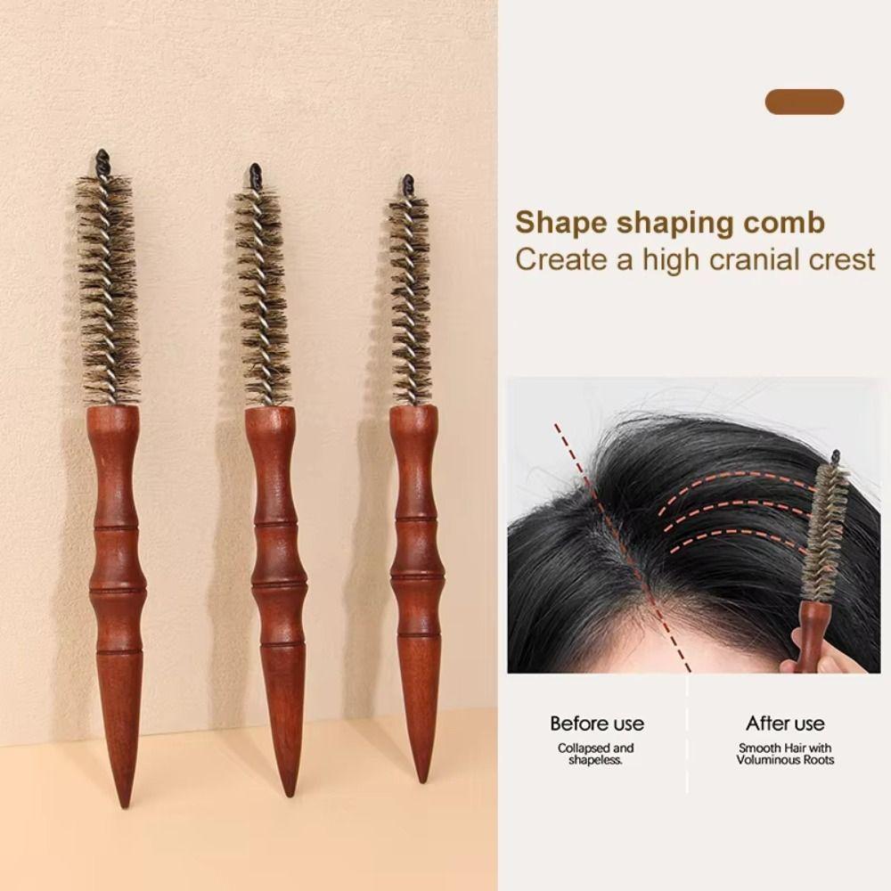 Massivholzgriff Holz-Haarwickler Wildschweinborsten Salon-Stylingwerkzeug Reise-Styling