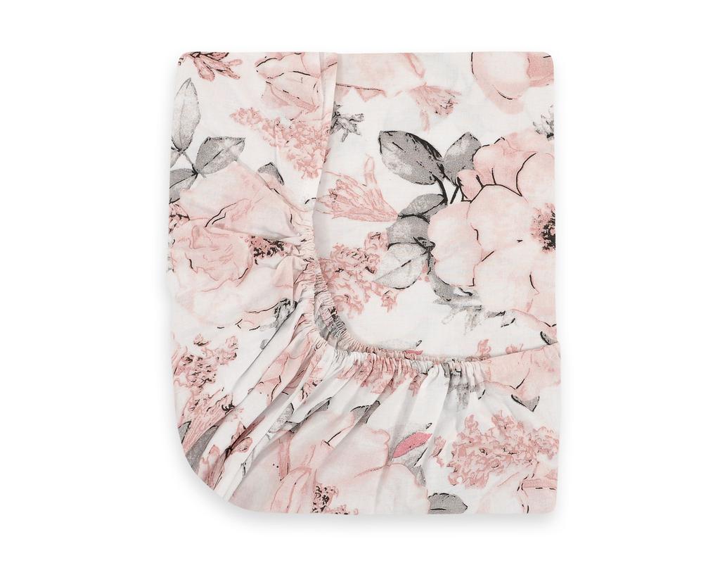 Cotton Fitted Sheet for a Crib 120x60 Cm - Sepia Roses