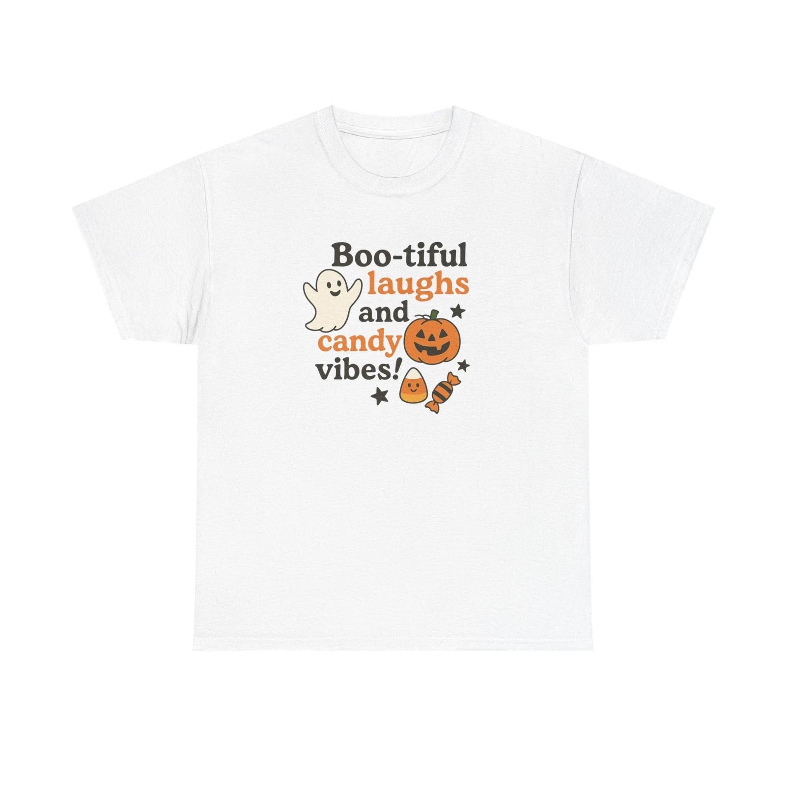 Boo-tiful Laughs and Candy Vibes | Halloween Ghost Pumpkin | Tees.By.Natalie S
