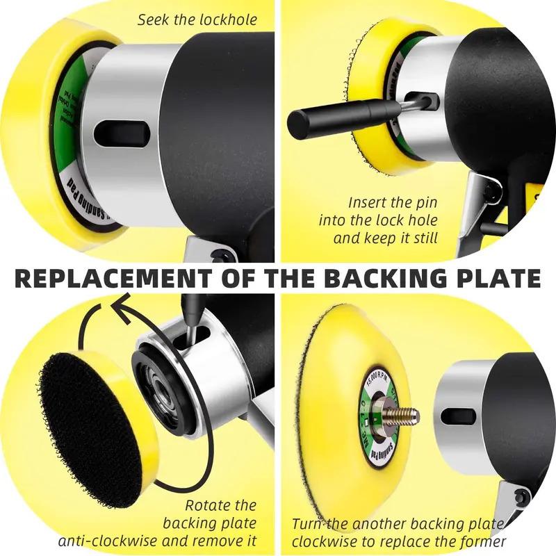 Orbit Air Sander Mini Pneumatic 1"/2"/3" Grinding Machine Set for Car Polishing High Speed Air Powered Polisher
