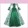 Long Vintage Sleeve Printed Party Dress Costume Role Play Elegant Evening Gown