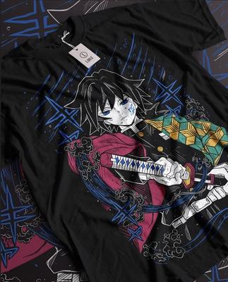 Camiseta Giyu Tomioka Demon Slayer Kimetsu No Yaiba Anime Camiseta Negra Talla S_5XL