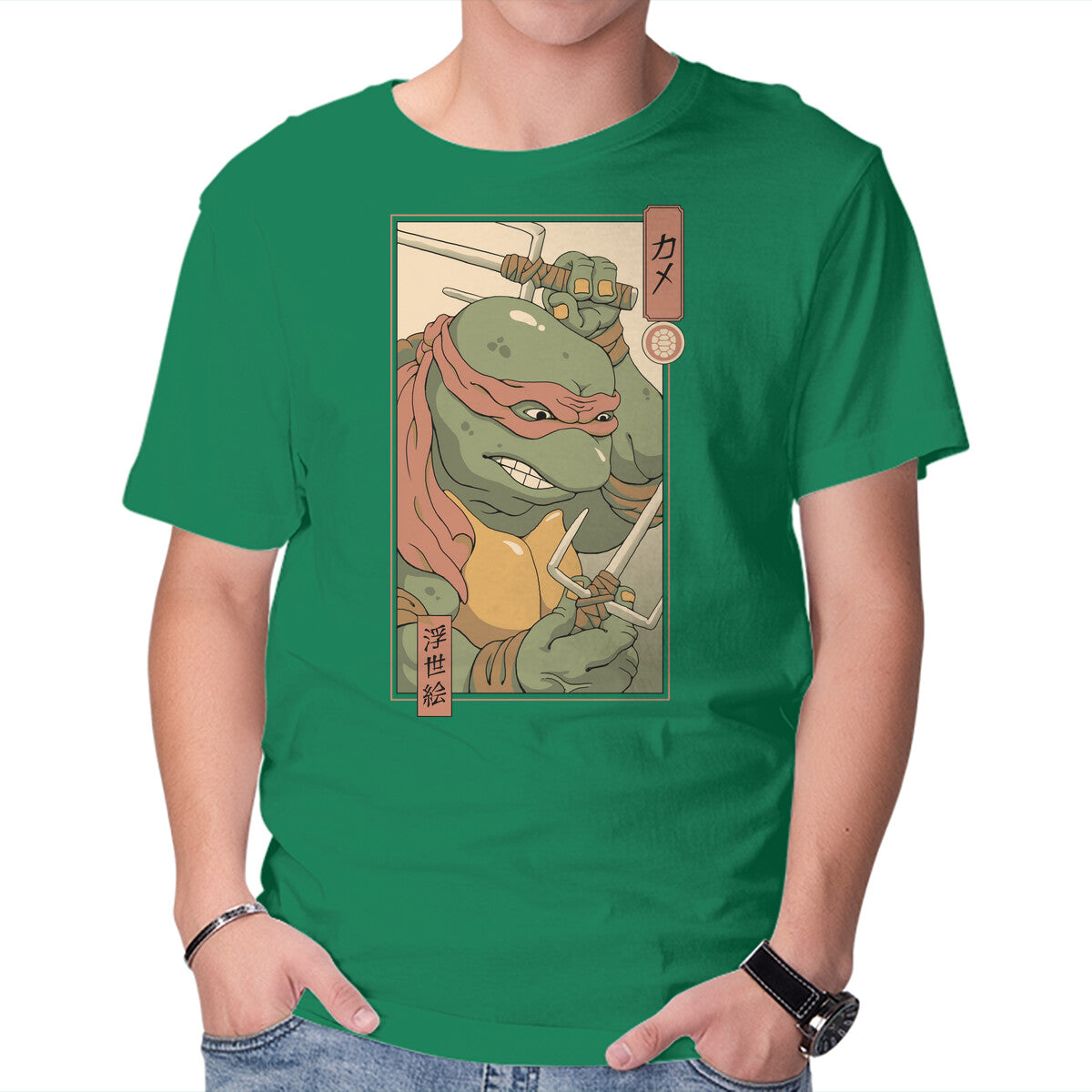 Unisex Crew Neck T-Shirt Red Kame Ninja Graphic Short Sleeve Casual Tee XXXXL