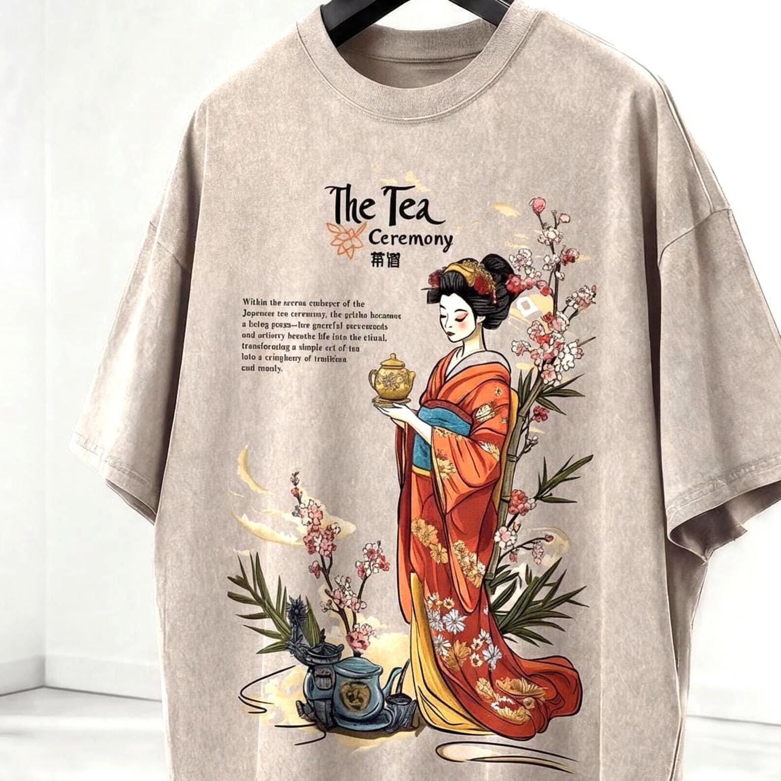 Premium Japanese Geisha T-Shirt, Vintage Japanese Art Design, Tokyo Kawaii Streetwear, Quality Cotton, Acid Washed, Tokyo Vintage Shirt M