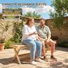 Garden Bench, Slatted Seat, Wood-Effect Finish, 140 x 40 x 43 cm, Natural Wood