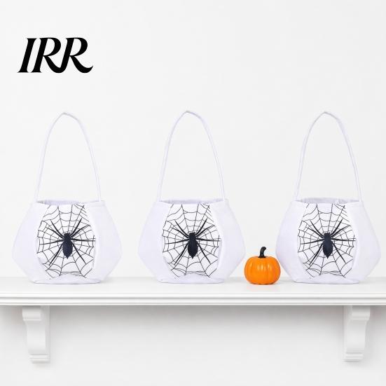 Halloween Bag Cute Treat or Trick with Handle for Kids, Reusable Non Snack Woven Candy Goodie Bag, Soft Handbag Basket Party Favors