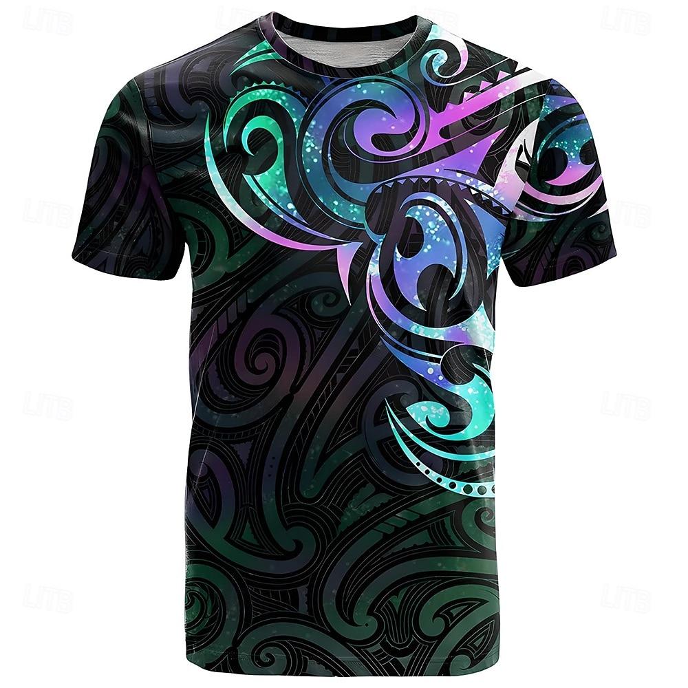Men s Paisley Dazzle color T Shirt Short Sleeve T shirt 3D Print Crew Neck Shirt Fashion Ethnic Street Daily Black Summer XL