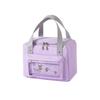 Padded Square Lunch Box Bag with Small Front Pocket for Work or School_h (Color: Purple Bee)