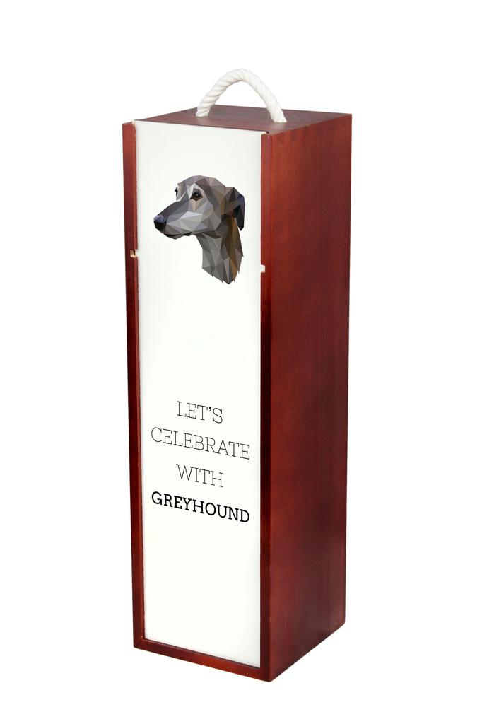 Greyhound, English Chart - Geometric Box With Photo And Inscription For Wine Brand Art-Dog