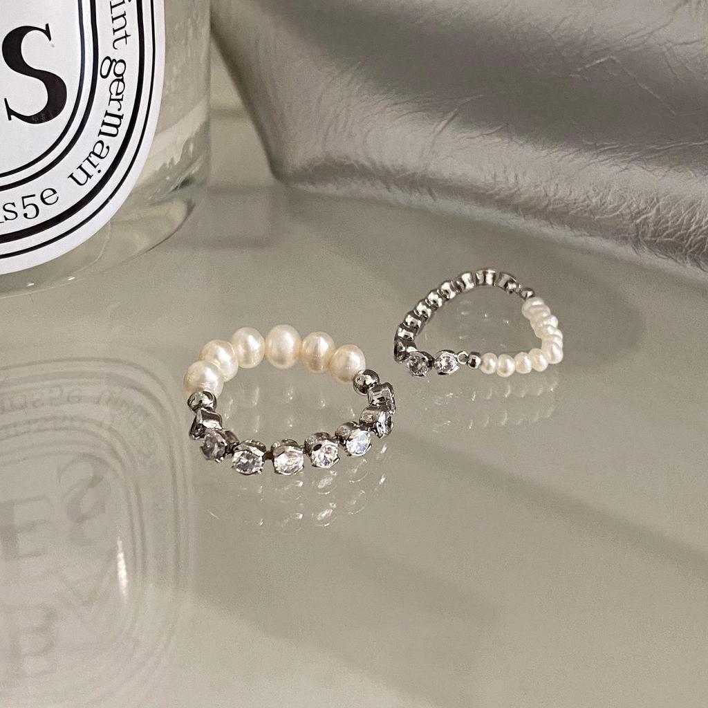 2023 Adjustable Pearl & Rhinestone Splicing Women's Trendy Index Finger Ring