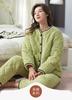 Xuanliang Pajamas for Women in Winter with Thickened Three Layer Coral Velvet and Cotton Jacket for Warmth, Home Clothes, Outable Set