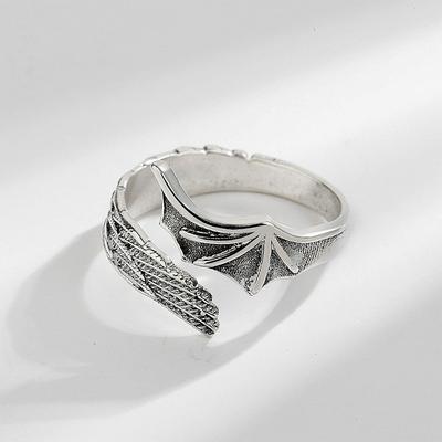Retro Half Angel Half Demon Wings Creative Ring For Men Women Punk Gothic Open Ring Handmade Jewelry Unisex Accessories Lovers