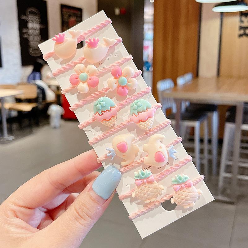 10-30PCS/Set, Cute Cartoon Animals, Hair Bands, Girls, Elastic Rubber Band, Headwear, Hair Accessories