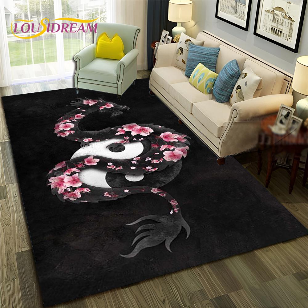 Chinese Bagua Yin Yang 3D Tai Chi Carpet Rug for Home Living Room Bedroom Sofa Doormat Decor,Child Area Rug Non-slip Floor Mat